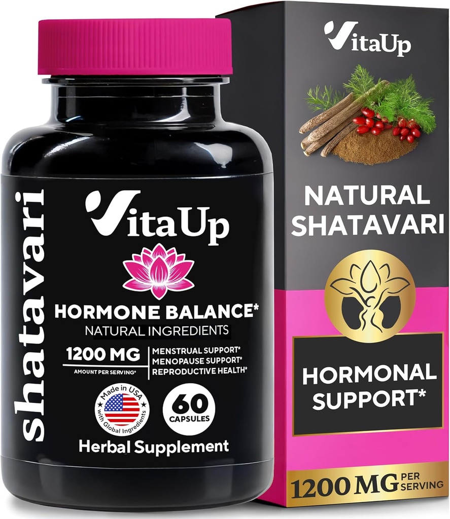 Shatavari Capsules for Women 1200mg - USA Made Shatavari Root Supplement for Normal Hormonal Support, Menopause & Menstrual Wellness - 60 cápsulas Vegan