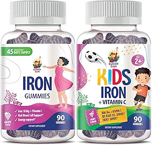 Gummies de magnesio para adultos - 200 mg " Gummies de hierro para adultos - Vitaminas de hierro con vitamina C