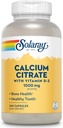 Citrato de Calcio Solaray w/Vitamin D3 1000mg, Huesos saludables " dientes, corazón, musculo " , 60 Serv, 240 VegCaps