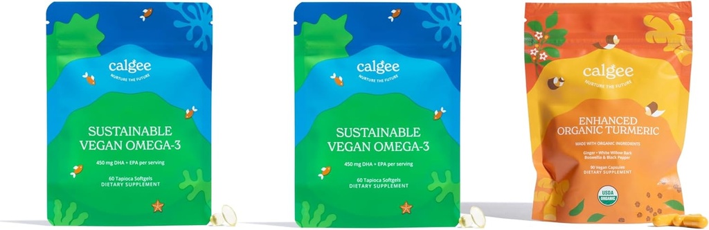 Vegan Omega-3 2-Pack + USDA Turmeric orgánica