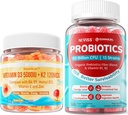 NEVISS Vitamin D3 K2 Gummies +Sugar Free Probiotics Gummies