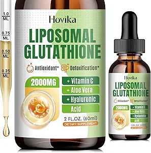 Liposomal Glutathione Suplemento 2000mg, Liquid Glutathione gotas con vitamina C, Master Antioxidants for Immune System, Aging Defense, Skin Headth, Liver Detox - Absorción superior, Vegan 2 Fl Oz