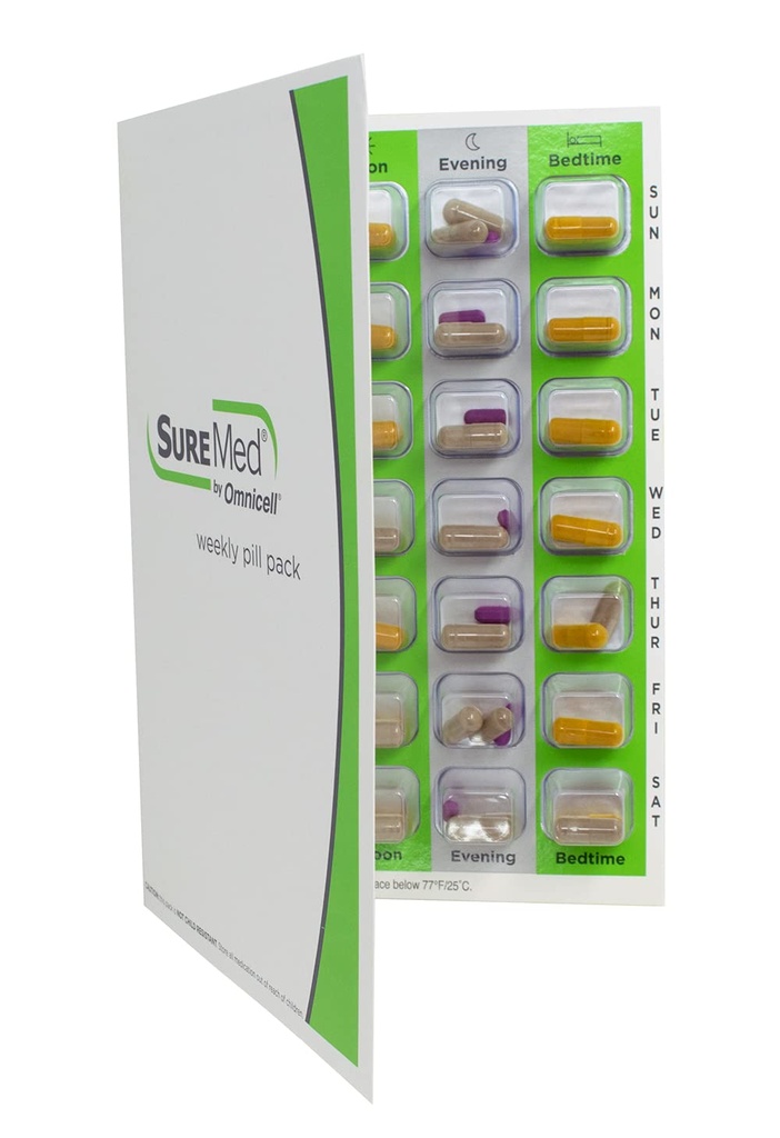 4 Times a Day Weekly XL Cold Seal Pharmacy Blister Pack System Cards for Pills -Two Piece Unit Dose Tri-Fold Booklet, Easy No Extra Equipment Needed (4X a Day Weekly - 300 Pack)
