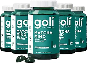 Goli Matcha Mind Gummies - 300 Conde - Green Tea Leaves Powder with Cognizin for Focus, Atención y Salud Cerebro, Vegan, Non-GMO, Gluten-Free & Gelatin Free.