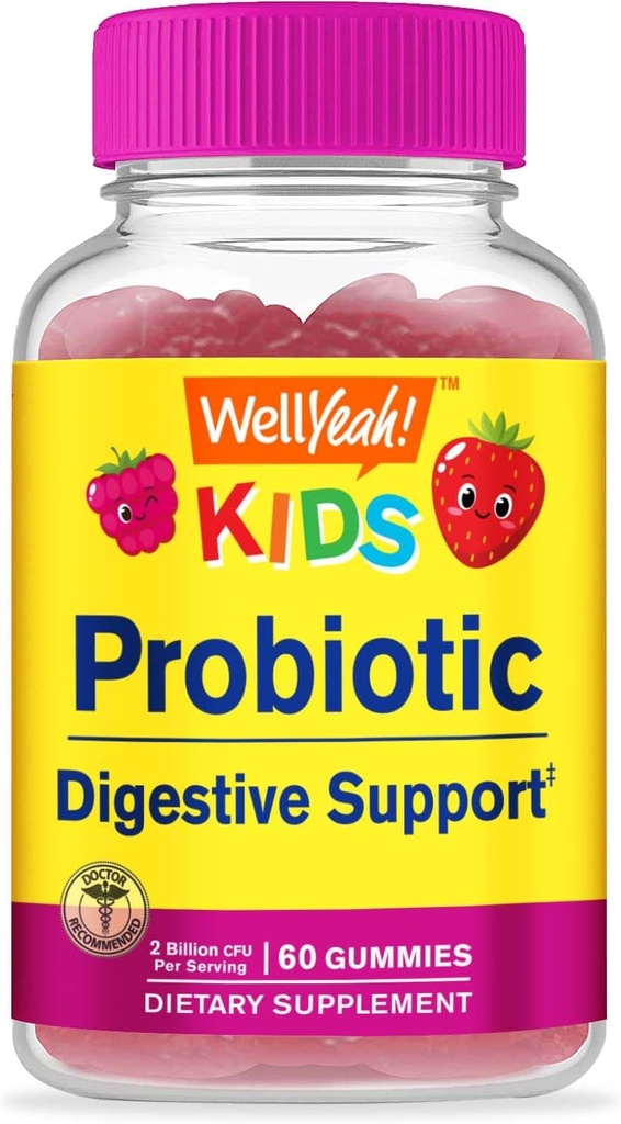 WellSí Kids Probiotic Gummies - Asistencia Digestiva, Gut Health, Immune Support Gummy - Probiotics for Digestive Health - Vegan, Gluten Free - 60 Gummies