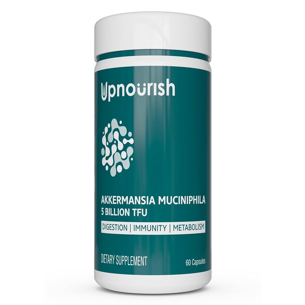 UpProbióticos nórdicos para GLP-1 Support, 5 billón de TFU Akkermansia Muciniphila para Salud Digestiva, Gut Lácteo, Inmunidad y Salud Metabólica, Prebióticos y Probióticos para Mujeres y Hombres, 60 cápsulas
