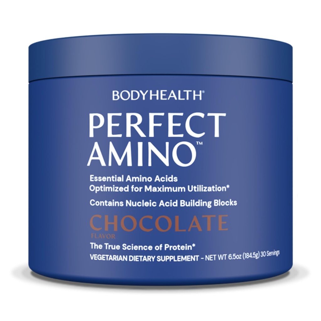 BodyHealth PerfectAmino Powder - BCAA and EAA Powder for Pre and Post Workout - Amino Acid Energy Drink for Men and Women to Support Lean Muscle and Recovery - Chocolate - 30 Servings