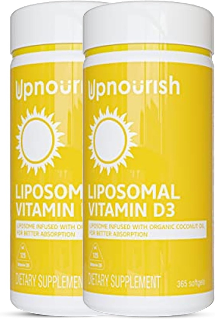 UpNourish 2 Pack - Liposomal Vitamina D 5000 UI 730 softgels, Cholecalciferol Vitamina D3 con aceite de coco natural, VIT D3 Suplemento