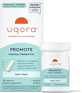 Uqora Promote - Support Vaginal Health* - Probiotic for Women with Lactoferrin, Lactobacillus Acidophilus " Lacticaseibacillus Rhamnosus - Vaginal Probiotics - Gluten-Free - 15 Capsules