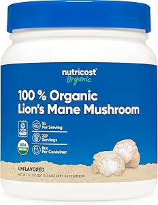 Nutricost Polvo de seno de león orgánico Mane (8 oz) - 227 Servimientos, Certificado USDA Suplemento orgánico