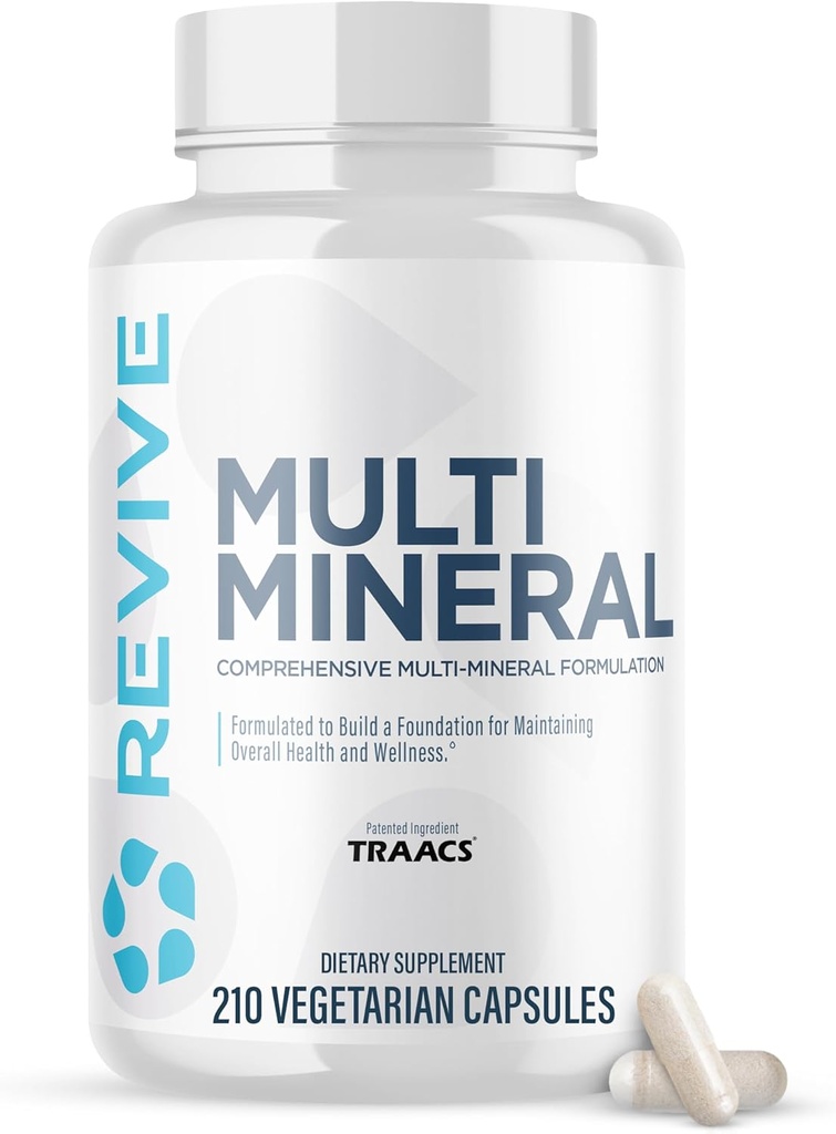 Revive MD Multi Mineral Supplement for Men &amp; Women - Broad Spectrum Mineral Support Supplement Promotes Healthy Bone Density &amp; Skeletal Strength - Calcium, Vitamin D, Magnesium & Zinc - 210 Capsules