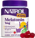 Natrol Kids Melatonin Gummies 1mg, Melatonina infantil para el descanso, 60 gomas de sueño sabor a fresa, 60 días de suministro