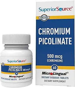 Picolinato de cromo superior fuente - Suplemento Fórmula soporta Metabolismo de azúcar saludable - 500 mcg, 50 tabletas de disuelve instantánea