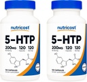 Nutricost 5-HTP 200mg, 120 cápsulas vegetarianas (5-Hydroxytryptophan) - No GMO " Gluten Free (2 botellas)