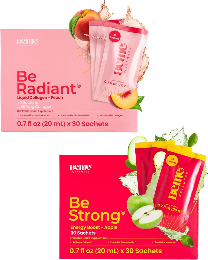 BeMe BeRadiant " BeStrong Bundle - Liquid Collagen " Vitamin B12 Suplementos