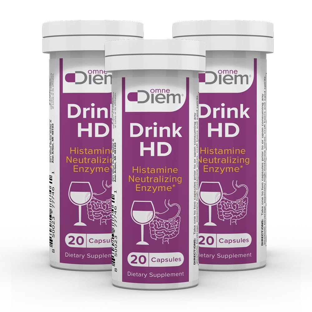 Omne Diem DrinkHD – DAO Enzyme with Diamine Oxidase (60 Count) - 3 Pack of 20 Count