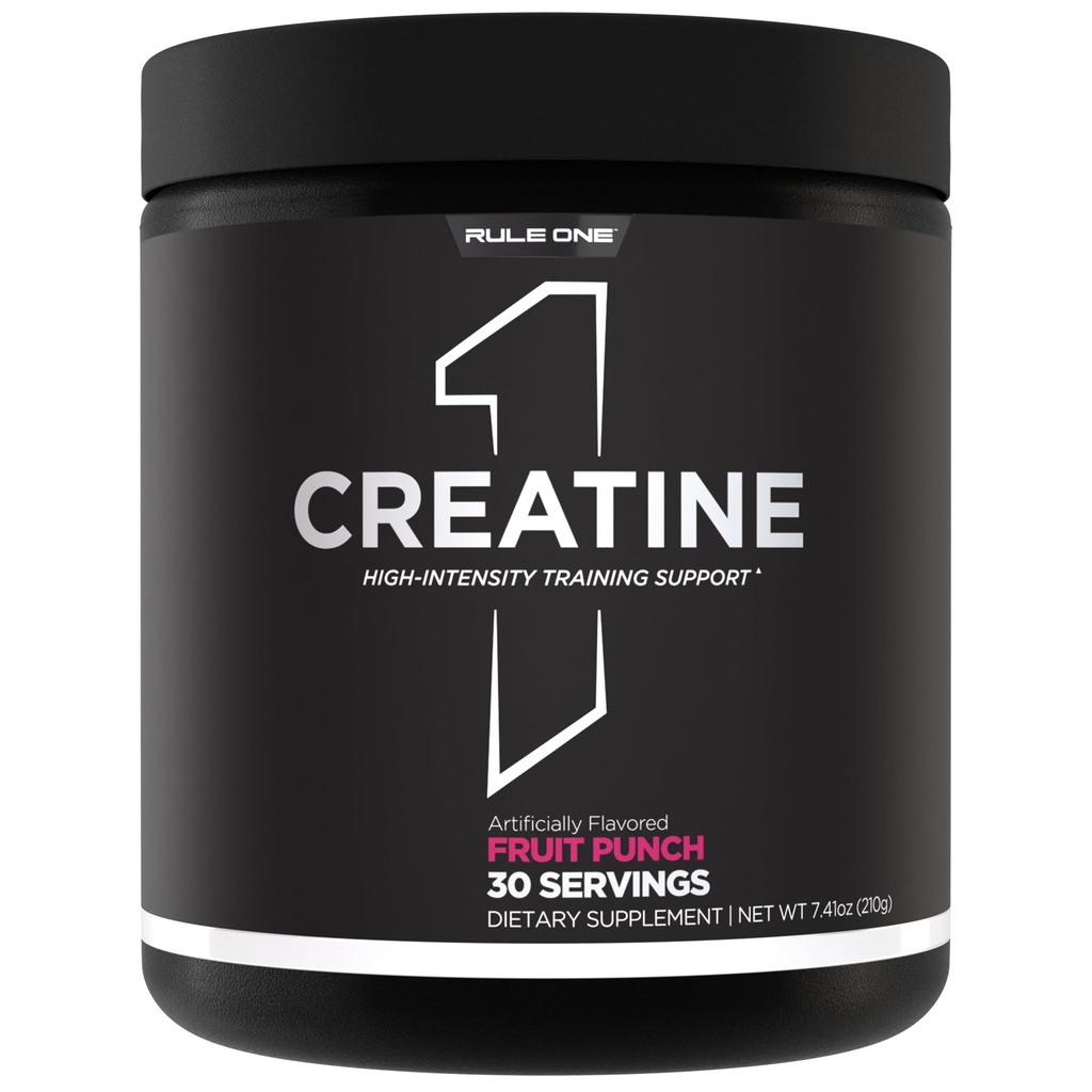 Rule 1 Proteins Creatine Powder – Pure Micronized Creatine Monohydrate for High-Intensity Exercise and Lean Body Mass Support, Flavored and Unflavored (30 Servings, Fruit Punch)
