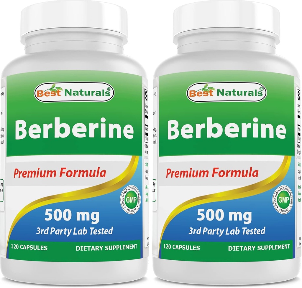 Mejores Naturales Berberina 500mg 120 Capsules - Soporta Función Inmunitaria, Función Cardiovascular & Gastrointestinal (120 Cuenta (Pack of 2))