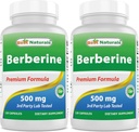Mejores Naturales Berberina 500mg 120 Capsules - Soporta Función Inmunitaria, Función Cardiovascular & Gastrointestinal (120 Cuenta (Pack of 2))
