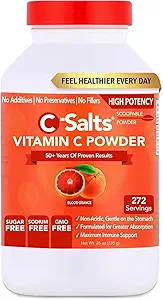 C-Salts Suplemento de Polvo de Vitamina C - 100% Pure High Dose Buffered Vitamin C Powder for Immune Support - Organic, Sugar-Free, Vegan, Non-GMO, Stomach-Friendly, Blood Orange 26oz