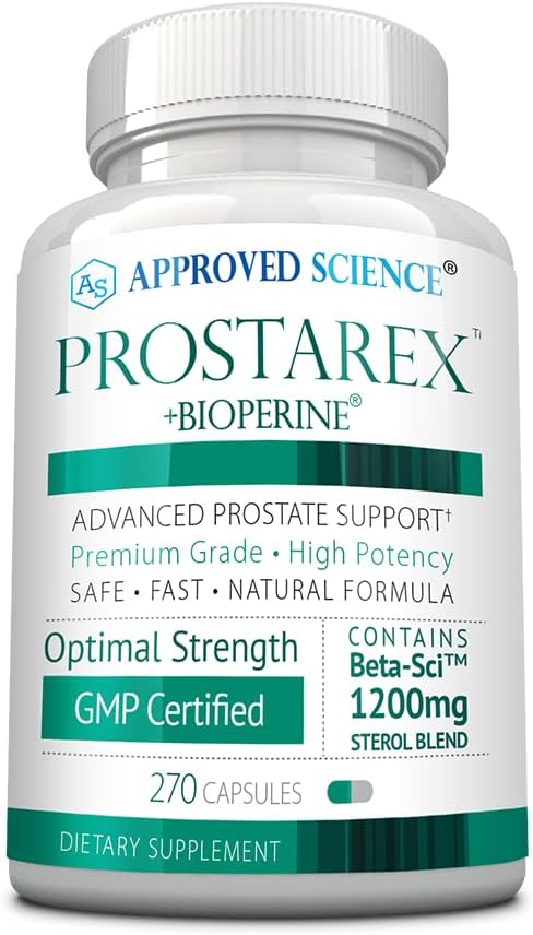Approved Science Prostarex - Suplemento de próstata - Saw Palmetto, 1200mg Beta-Sitosterol, Bioperina - 270 cápsulas - 3 meses de suministro