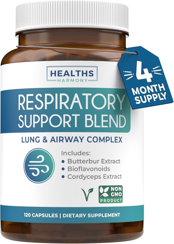 Respiratory Lung Health Supplement - Invigorating Lung Support Supplement Helps Support Clear Airways Mucus Removal and Seasonal or Year Round Detox - Vegan Herbal Non-GMO Formula (4 meses de suministro)