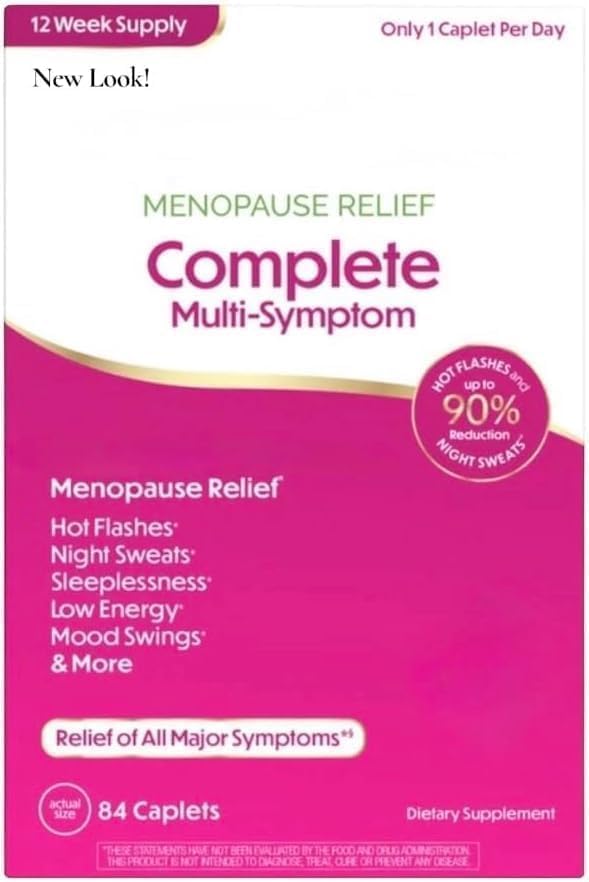 Complete Multi-Symptom Menopause Relief, 84 Caplets, Clinically Proven for Hot Flashes and Night Sweats