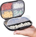 Organizador de píldoras de viaje Sukuos Semanalmente con doble bloqueo, caja de píldoras portátiles con gran 7 compartimiento, Airtight Daily Medicine Case Container with Labels for Vitamins/Fish Oils/Suplements