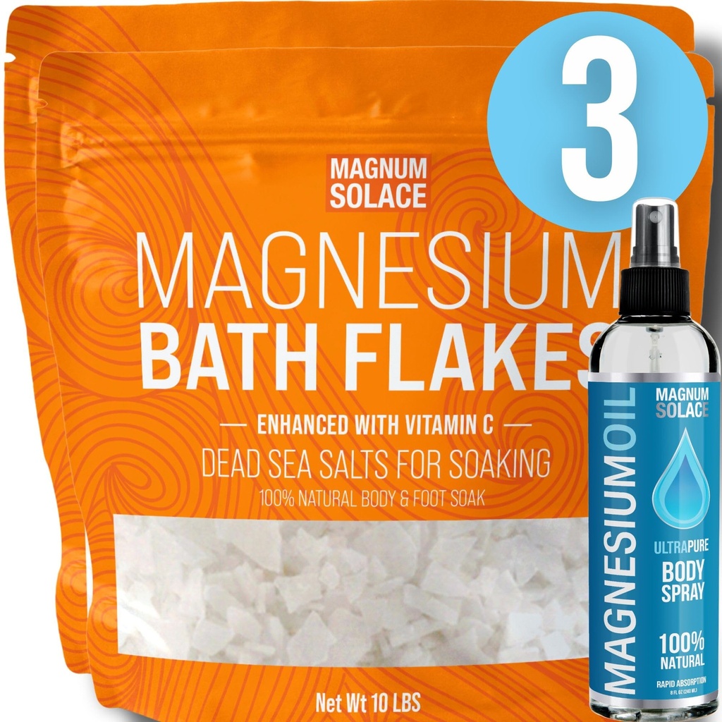 Magnesium Flakes with Vitamin C and Magnesium Spray: 3 Item Bundle