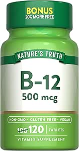 Verdad de la naturaleza B12 Vitamina tención 500 mcg tención 120 Tablets ← Vegan, No GMO &amp; Gluten Suplemento gratuito