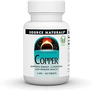 Fuente Naurals Copper, Supports Energy, Cognition, and Immune Health*, 3 mg - 60 Tablets