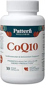 Pattern Wellness CoQ10 – 200 mg Ubiquinone con BioPerine® Black Pepper Extract – Cellular Energy & Vitality Support – Non-GMO – 30 cápsulas Vegan*