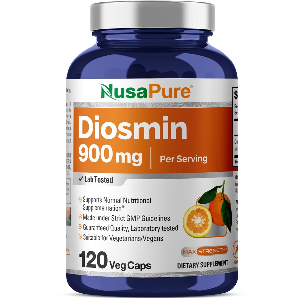 NusaPure Diosmin 900mg por Serving 120 Veggie Caps (No-GMO, Vegan)