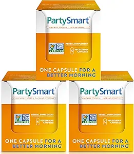 Himalaya PartySmart, 10 cápsulas individuales - Alcohol Breakdown Liver Support for a Better Morning After Drinking - Plant Based, Vegan, Non-GMO, Gluten Free, Clinically Studied (Pack of 3)