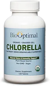 BioOptimal Organic Chlorella Tablets - Organic, Non-GMO, No Additives or Fillers - 500mg Premium Quality Dietary Supplement with Vitamins, Minerals, & Antioxidants (120 Tablets)