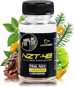 NZT-48 Brain Booster | Nootropic Brain Supplements for Memory and Focus | Premium Natural Energy Supplement with Caffeine, Phosphatidylserine, Vitamins B6 & B12, Ashwagandha | 30 Servings