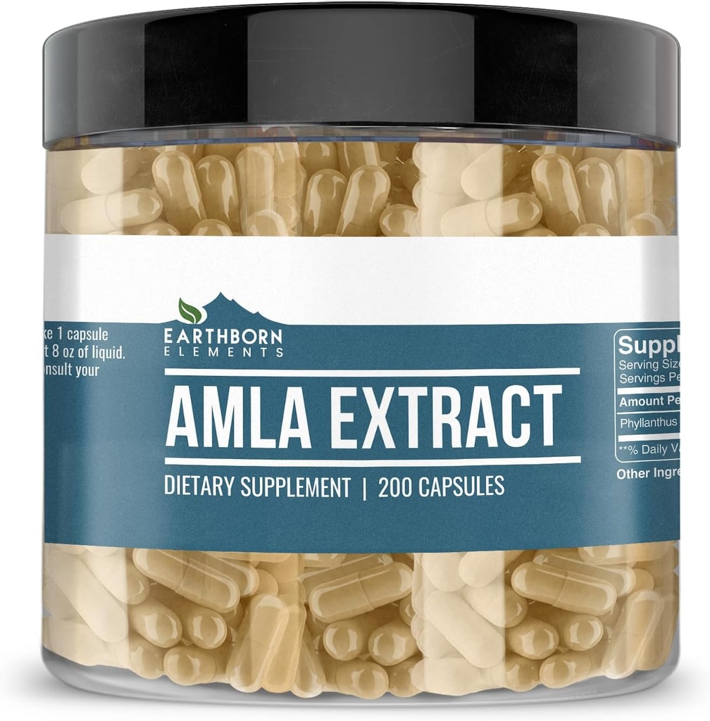 Elementos tercos Amla Extracto 200 Capsules, Puro ' Undiluted, No Additives