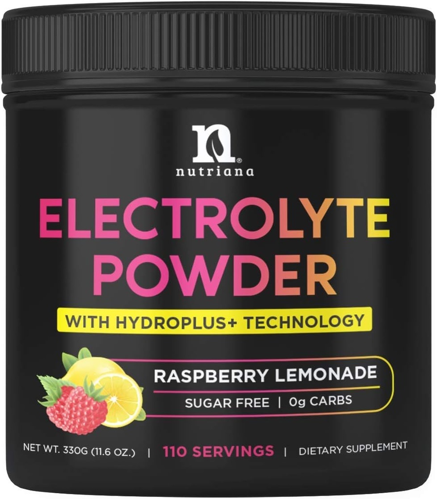 Nutriana Keto Electrolytes Powder No Sugar - Zero Carb & Zero Calorie Electrolyte Drink Mix - Sugar Electrolytes Libres para Hidratación Polvo - Ayuno Electrolitos Raspberry Lemonade Flavor