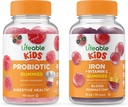 Probiótico Lifeable 2 billón de niños CFU + hierro &amp; vitamina C, Gummies Bundle - Gran Tasting, Suplemento de vitamina, Gluten Gratis, GMO Gratis, Chewable Gummy
