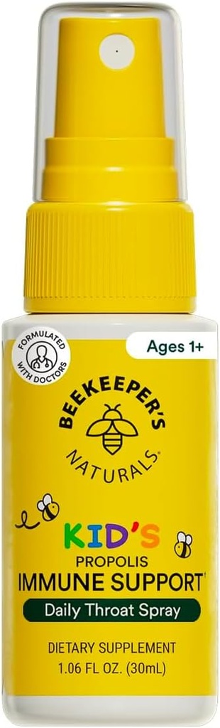 Niños Propolis Throat Spray - Soporte Natural Inmunitario & Sore Throat Relief - por BEEKEEPER'S NATURALS - Tiene Antioxidantes &amp; Gluten-Free (1,06 oz) Pack de 1 (Kids)
