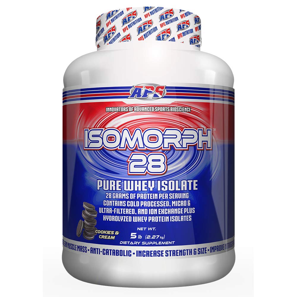 APS Nutrition Isomorph 28 Protein Powder | Pure Whey Isolate | Cold Pressed, Ultra- Filtered, & Ion Exchange Isolates | 28g Protein | 5 Pound (Cookies & Cream)