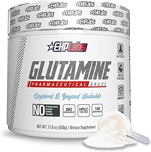 EHP Labs L Glutamine Powder Amino Aminoácidos - L-Glutamine, Workout Recovery, Immune Health & Gut Health Support (500g) - 100 Servings