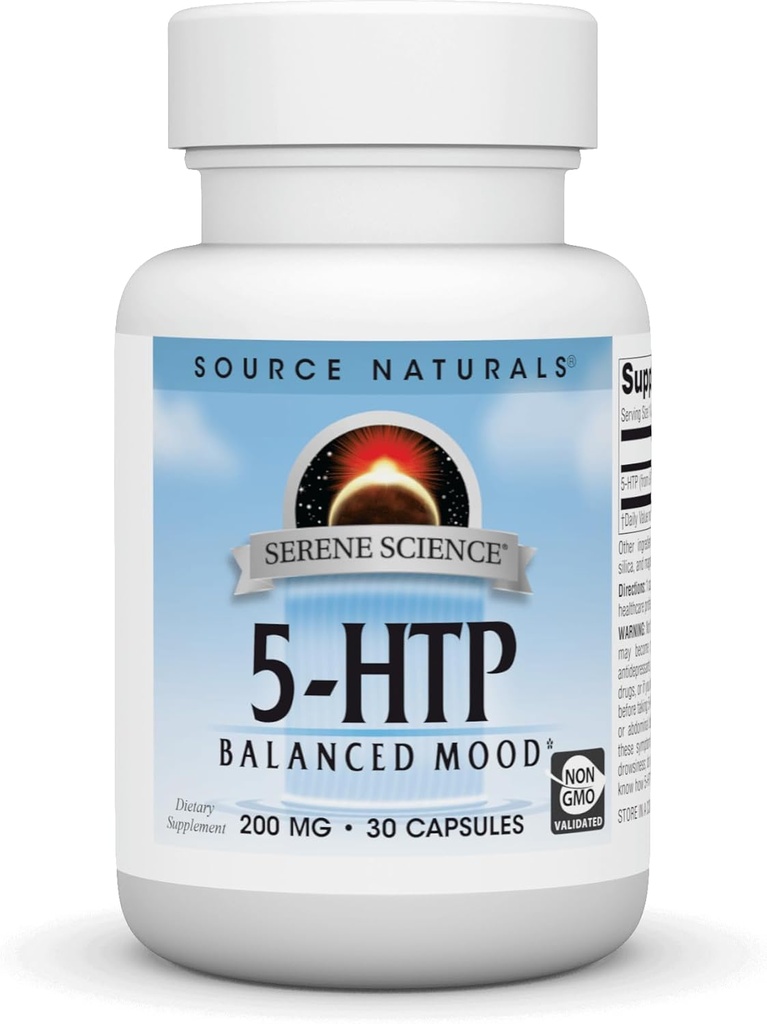 Fuente Naturals Serene Science 5-HTP, Suplemento dietético no GMO, 200 mg - 30 cápsulas