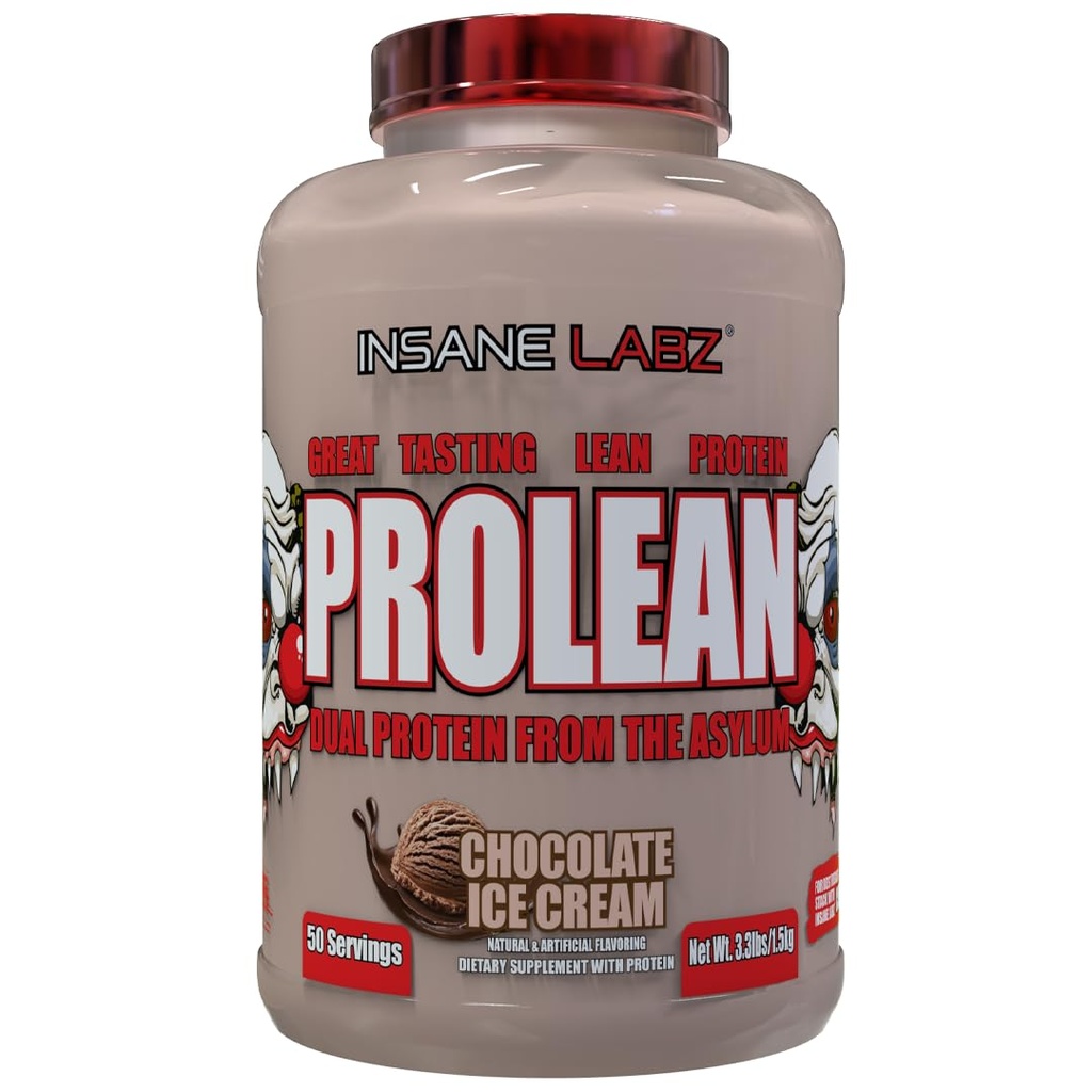 Insane Labz ProLean | Premium Hydrolyzed Collagen Protein & Whey Isolate Protein Powder | 26g Protein | Low Fat, Zero Sugar | 50 Servings Chocolate Ice Cream