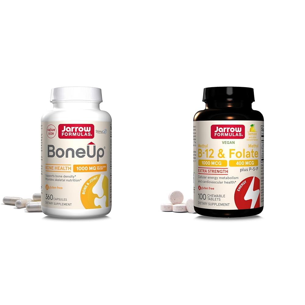Jarrow Formulas Bone Support & Cellular Energy Metabolism Chewable Tablets Bundle - 360 Capsules & 100 Chewable Tablets