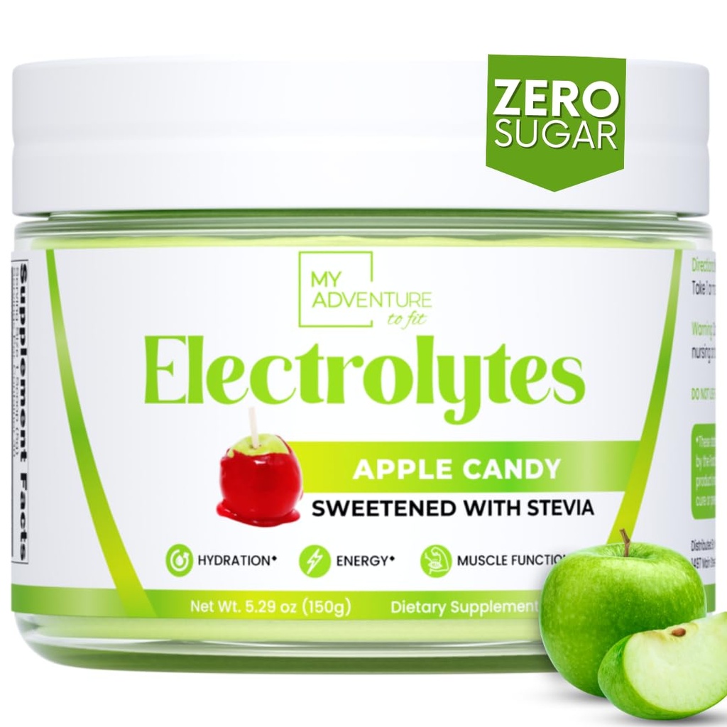 Zero Sugar - Apple Candy Electrolytes Polvo - Refreshing Hydration - Caffeine Free Energy with All Natural Ingredients - Vegan, Keto y Paleo - Sugar Free Electrolytes Drink Mix - with 30 Servings