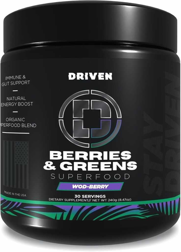 Conducir B células G Berries " Greens Superfood Powder, 30 Servings - Fórmula orgánica de base vegetal con probióticos " Enzimas digestivas -Apoyos recuperación, digestión saludable y función inmunitaria