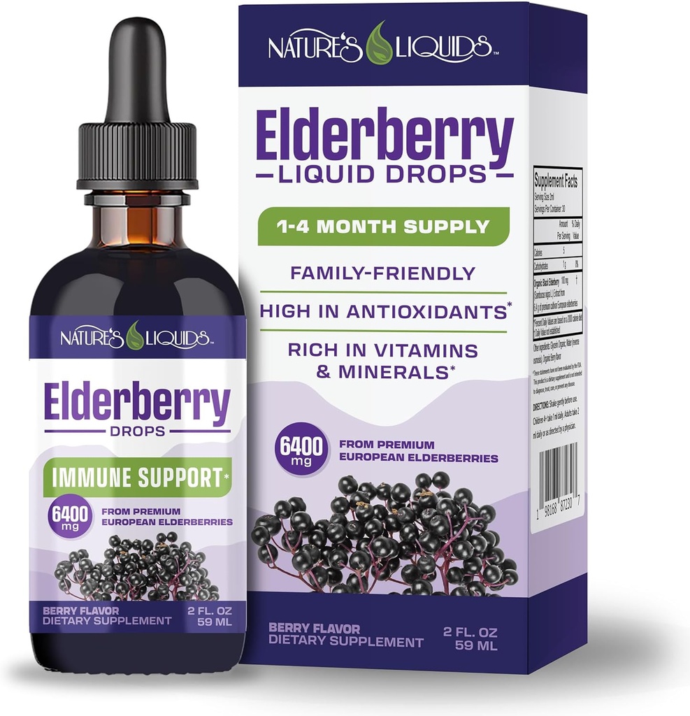 Los líquidos de la naturaleza Orgánica Elderberry Syrup Sugar Gratis ← Apoyo inmunitario para niños y adultos Silencio 1 Sirviendo a Iguales 60 Elderberries (2 Fl Oz)