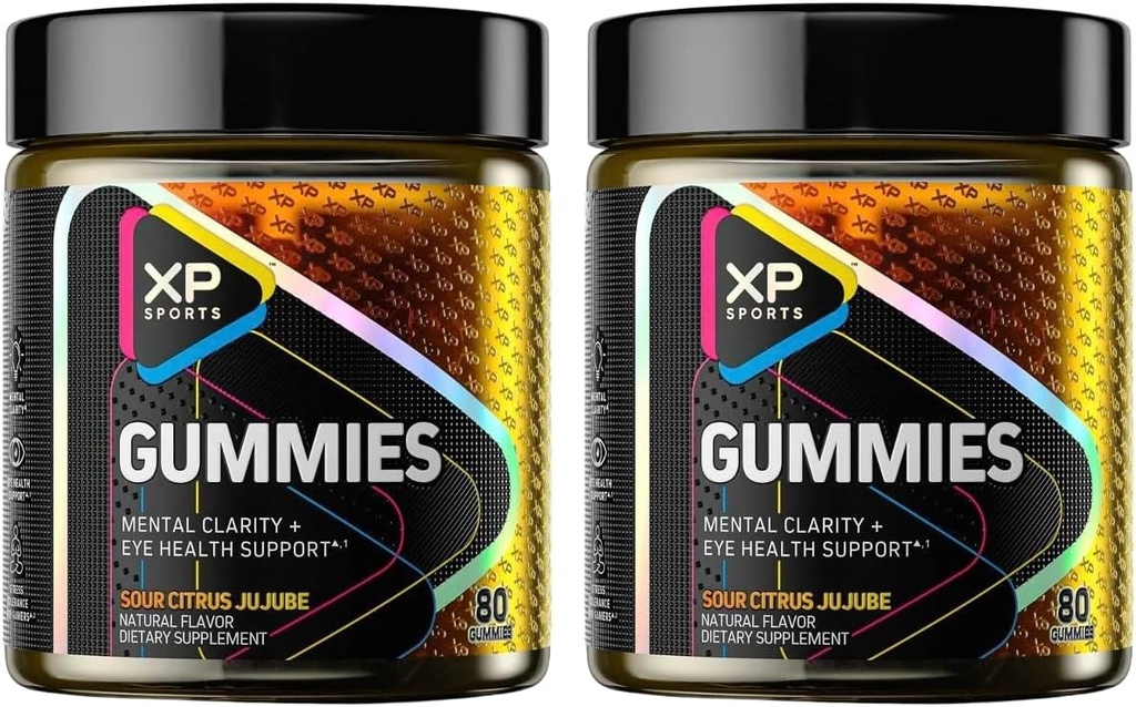 Performance Deportes Gummies – Claridad mental " Apoyo a la salud ocular, Sour Citrus Jujube Flavor, Cognitive Focus " Vision Care Supplement, 80 Gummies (Pack of 2) 160 Total Gummies- 40 Servimientos