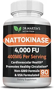 Puro 4,000 FU Nattokinase Suplemento Silencio 400mg Authentic Japonés Natto Extracto Silencio para Cardiovascular & Heart Health, Blood Circulation ¦ Ayuda Mantener la sangre saludable Flujo Silencioso Sistema Immune tención 90 cápsulas